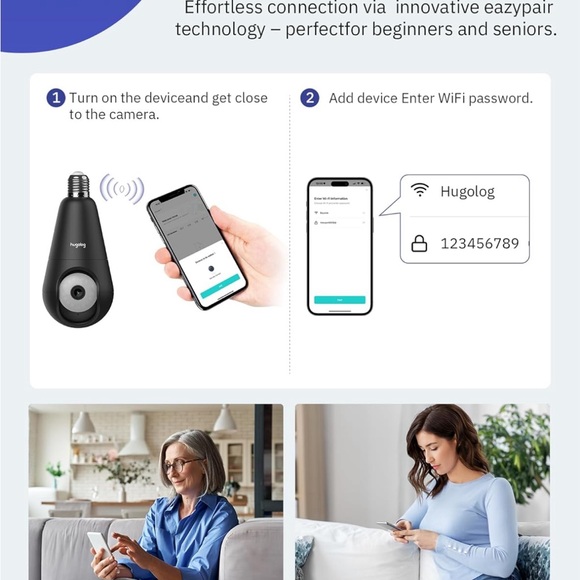 Light Bulb Security Camera 5G & 2.4GHz WiFi, 360° Wireless Outdoor/Indoor - Picture 4 of 6